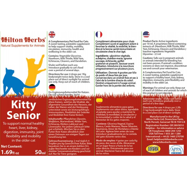 Kitty Senior - 1.69fl oz Bottle Label